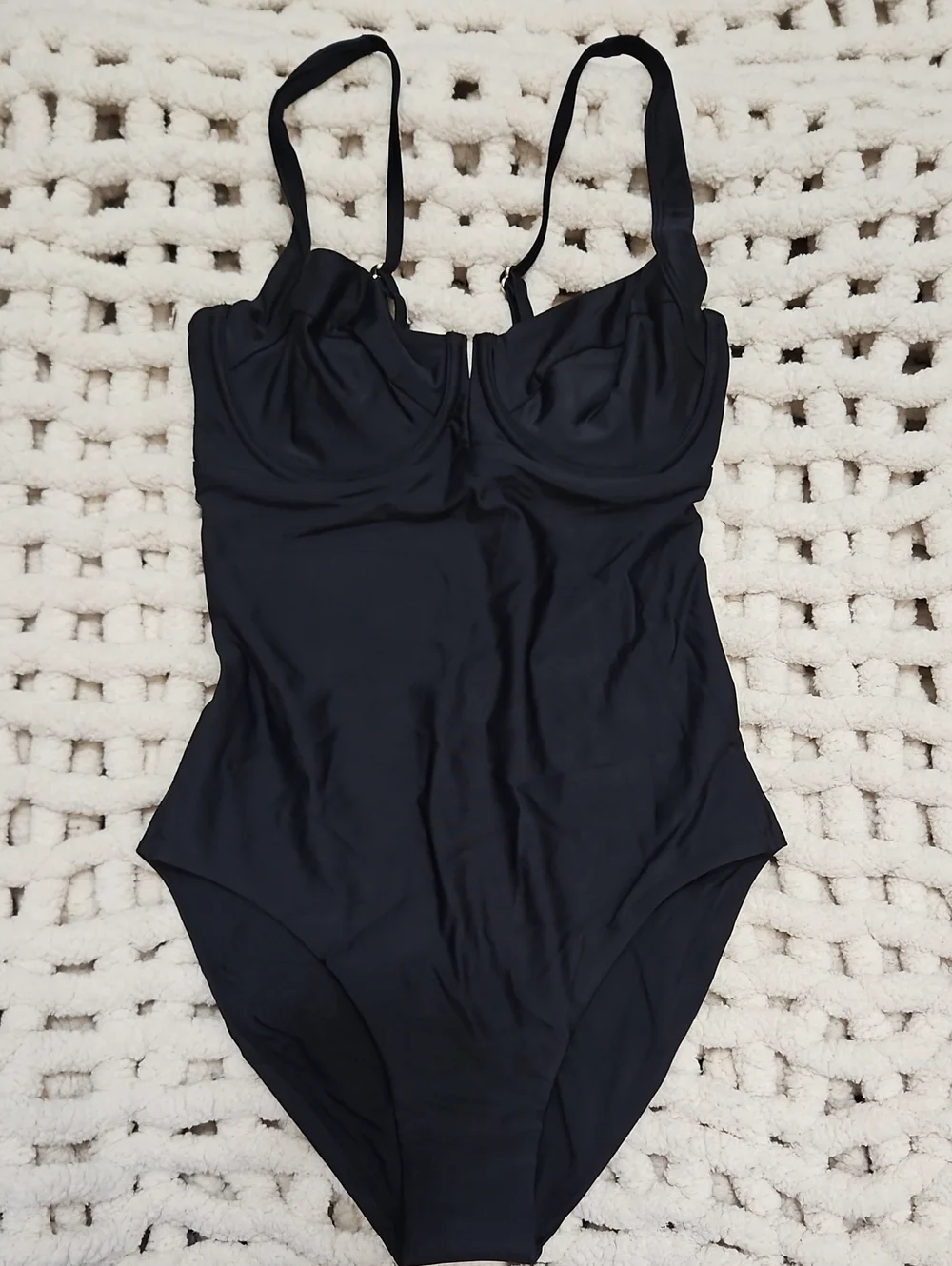 Quince Black One-Piece Swimsuit Medium New Women's